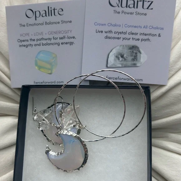 Silver Moon Hoop Earrings - Picture 3 of 5